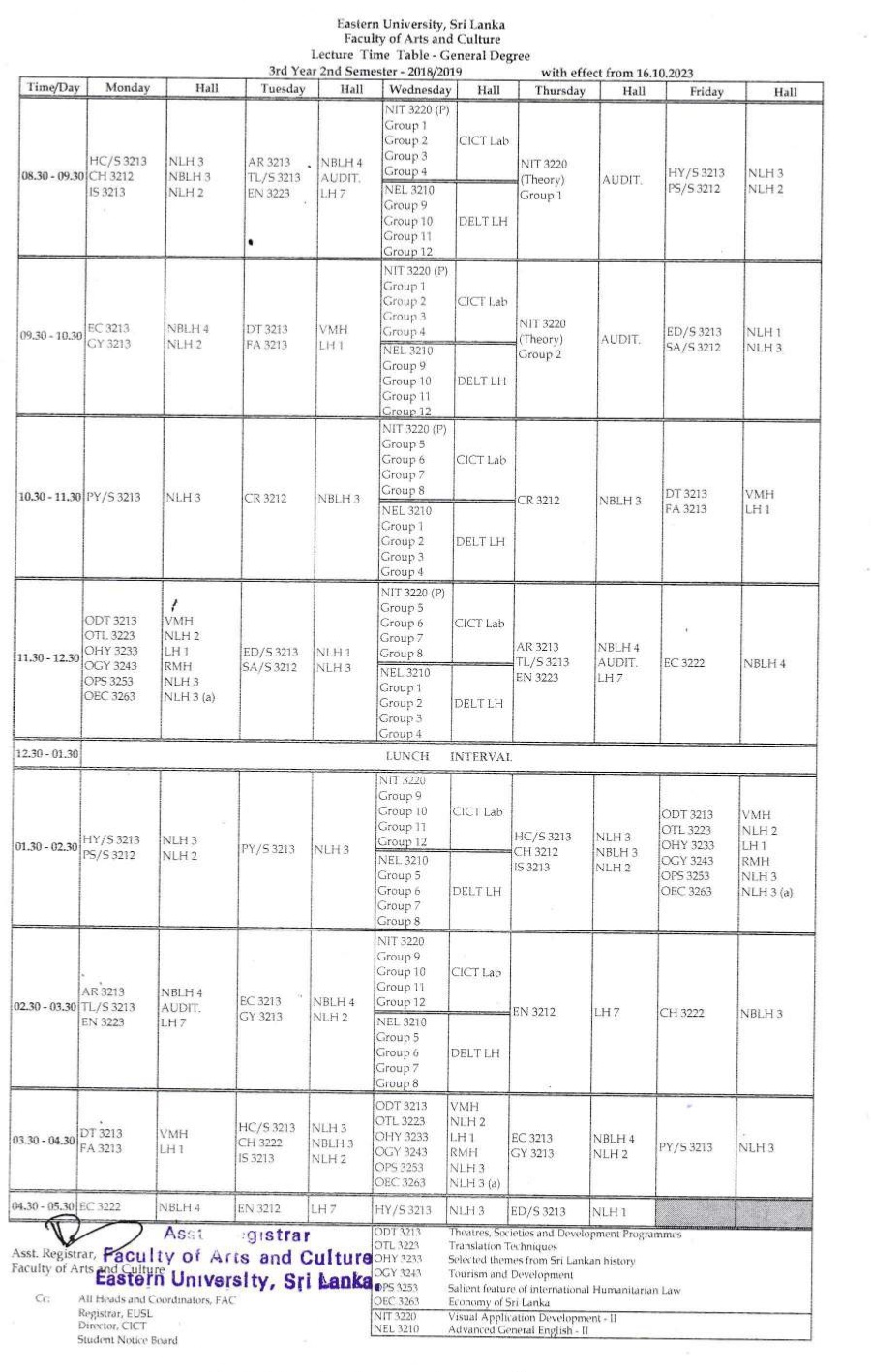  General Lecture Time Table - 3rd Year 2nd Semester (2018 2019), FAC effect from 16.10.2023_page-0001.jpg